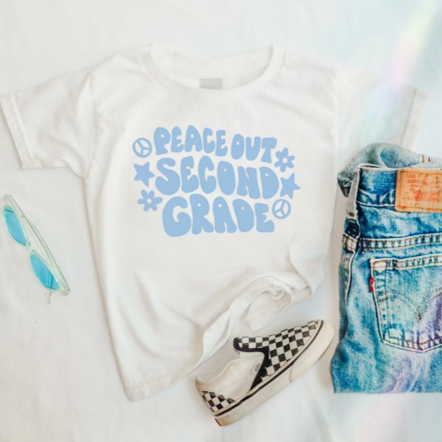 Kids Peace Out Second Grade T - Shirt in Blue (Von Creator hochgeladen)