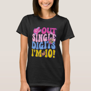Kids Peace Out Single Digits Groovy Geburtstagskin T-Shirt