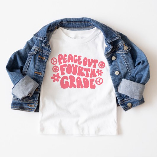Kids Peace Out Vierte Klasse T - Shirt in Rosa