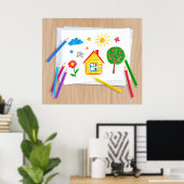 Kids Pencil Zeichnend Poster (Heimbüro)