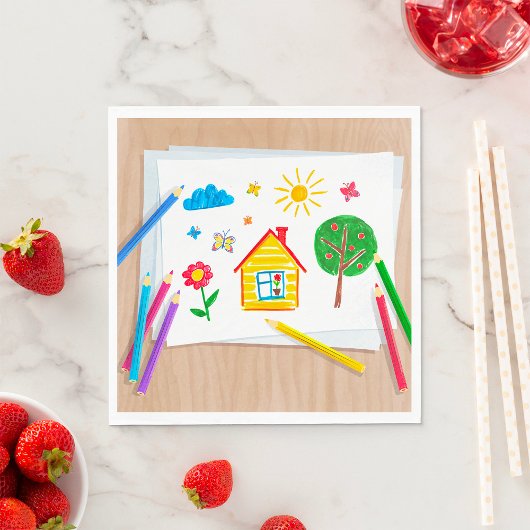 Kids Pencil Zeichnend Serviette
