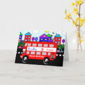 Kids Personalisiert Big Red Bus Karte (Gelbe Blume)