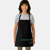 Kids Personalisiert Black Aquamarin Monogram Name Schürze (Insitu)
