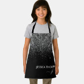 Kids Personalisiert Black Glitzer Monogram Name  Schürze (Insitu)