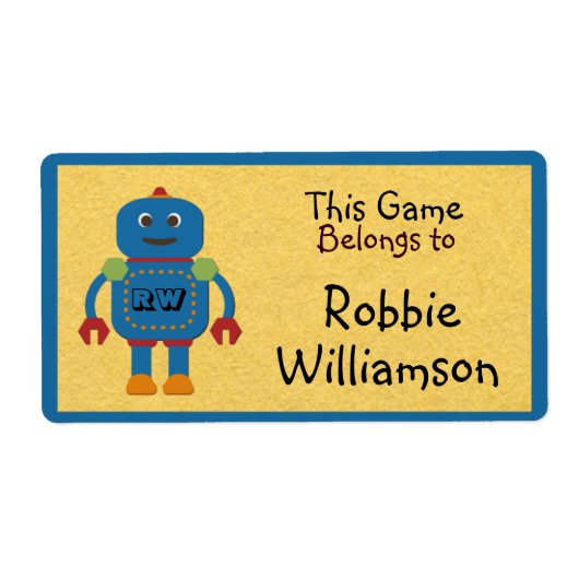 Kids Personalisiert Blue Robot Tocker (Vorne)