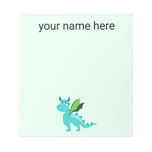 Kids Personalisiert Dragon Notepad Notizblock (Vorderseite)