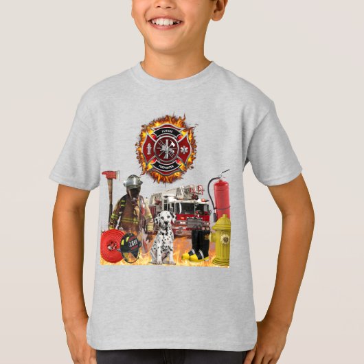 Kids Personalisiert Future Firefighter T - Shirt (Vorderseite)