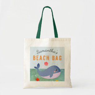 Kids Personalisiert Name Whale Beach Tote Bag Tragetasche