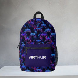 Kids Personalisiert Neon Gaming Controller-Muster Bedruckter Rucksack