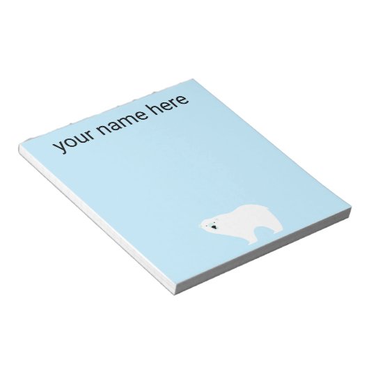 Kids Personalisiert Polar Bear Notepad Notizblock (angewinkelt)