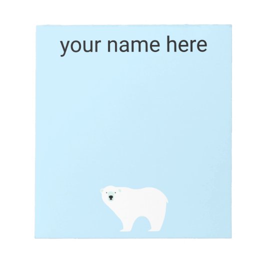 Kids Personalisiert Polar Bear Notepad Notizblock (Vorderseite)