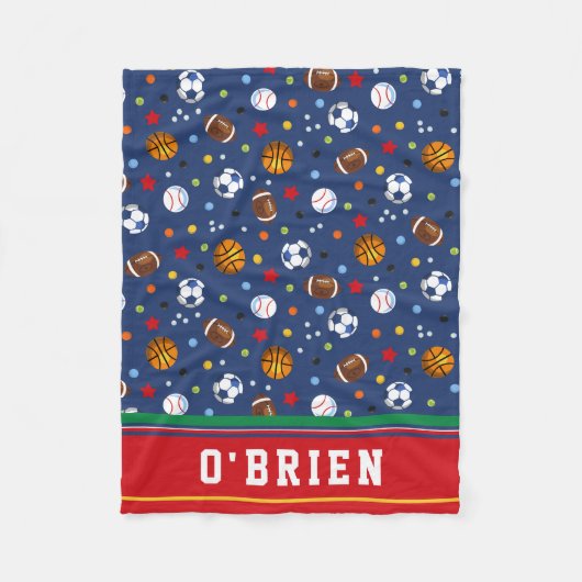 Kids Personalisiert Red Multi Sports Fleece Thread (Vorderseite)