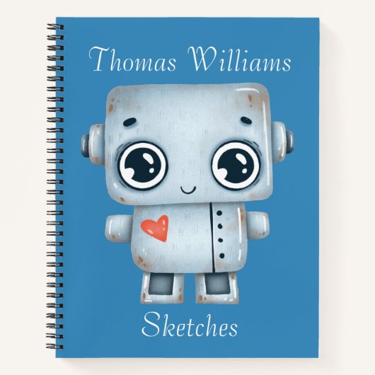 Kids Personalisiert Robot Sketch Notizblock (Vorderseite)