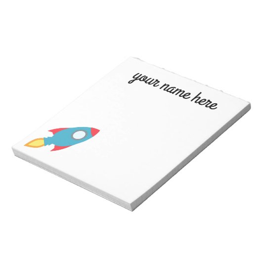 Kids Personalisiert Rocket Ship Notepad Notizblock (Rotiert)