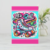 Kids Personalisiert Roller Skaten Party Einladung (Stehend Vorderseite)