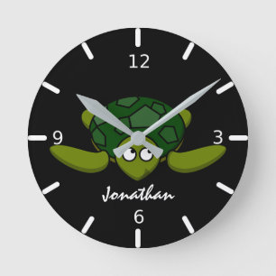 Kids Personalisiert Sea Turtle Runde Wanduhr