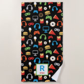 Kids Personalisiert Video Game Pattern Gamer Snack Strandtuch (Vorderseite)