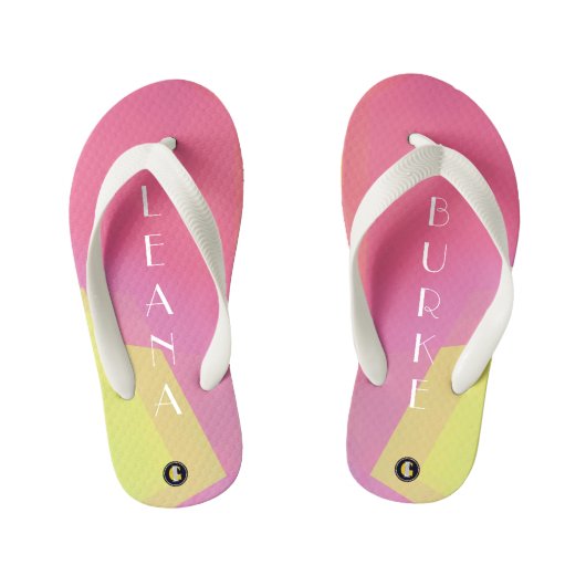 KIDS Personalisierte Flip Flops (rosa Spaß) Kinderbadesandalen (Fußbett)
