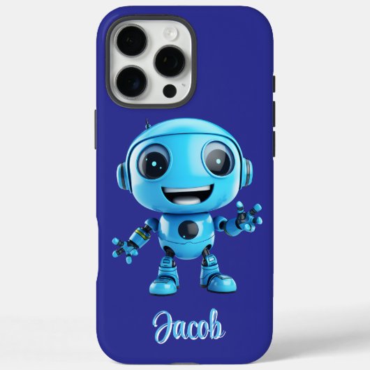 Kids Personalize Blue Robot Case-Mate iPhone Hülle (Rückseite)