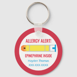 Kids Personalized Allergy Alert Epinephrine Red Schlüsselanhänger