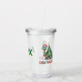 Kids Personalized Christmas Dinosaur  Acryltrinkbecher (Rückseite)