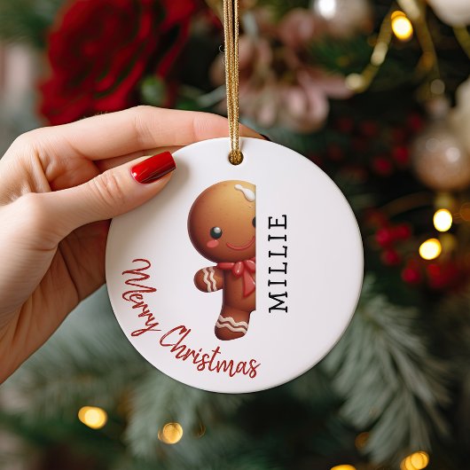 Kids Personalized Gingerbread Man Christmas Keramik Ornament