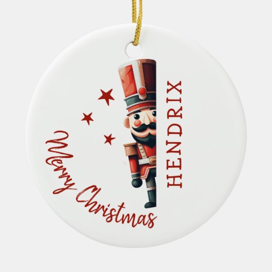 Kids Personalized Nutcracker Christmas Keramik Ornament (Vorne)