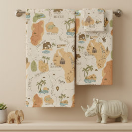 Kid's Personalized Safari Map ID1269 Badhandtuch Set