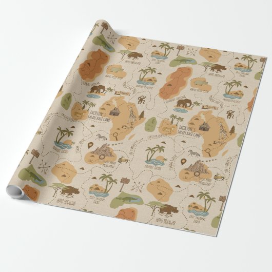 Kid's Personalized Safari Map ID1269 Geschenkpapier (Ungerollt)