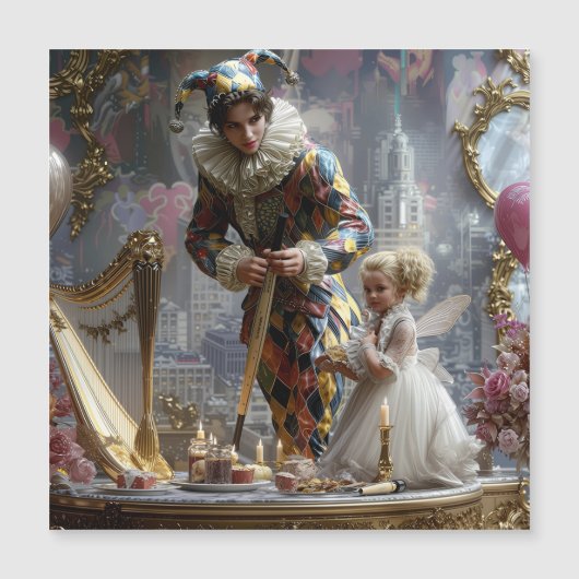 Kids pillow with 3D photography of a mother and da Magnetkarte (Vorderseite)