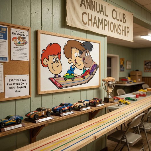Kids Pinewood Derby Car Race Poster