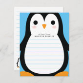 Kids Pinguin Niedliche flache Stuhlkarren Dankeskarte (Vorne/Hinten)