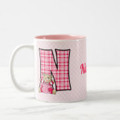 Kid's Pink Bear Monogram Letter N with Name Zweifarbige Tasse (Links)