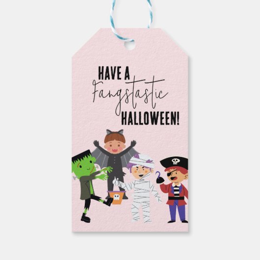 Kids Pink Halloween Kostüme Party Essentials Geschenkanhänger (Rückseite)