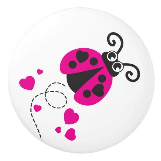 Kids pink ladybug ladybird insect Grafik Doorknopf Keramikknauf (Vorderseite)