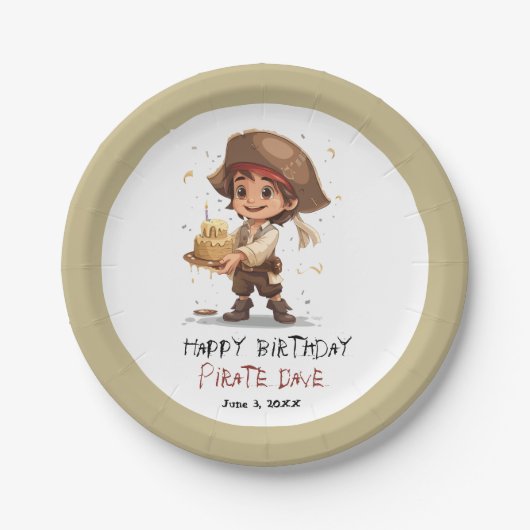 Kids Pirate Birthday Paper Tellers Boy Pappteller (Vorderseite)