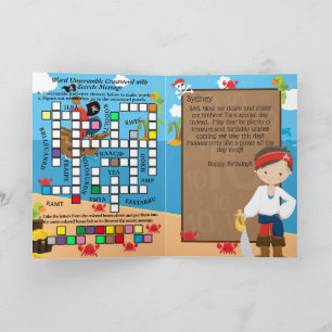 Kids Pirate Captain Secret Message Happy Birthday Karte
