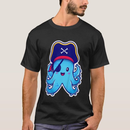 Kids Pirate Octopus cute children's design (C) T-Shirt (Vorderseite)
