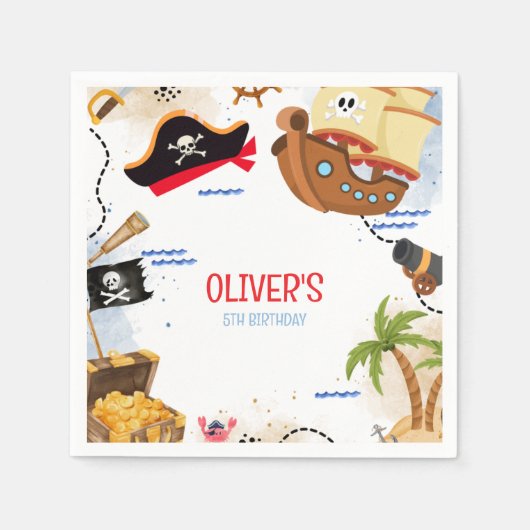 Kids Pirate Party | Ahoy Matey Pirate Birthday  Serviette (Vorderseite)