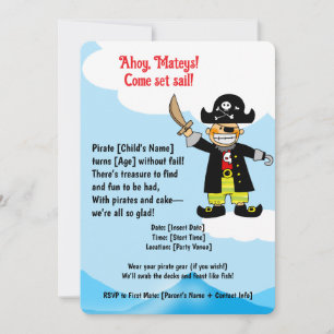 Kids Pirate Party Einladung