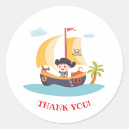 Kids Pirate Ship Party Vielen Dank Runder Aufkleber