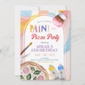 Kids Pizza and Paint Party Birthday Invitation Einladung (Vorderseite)