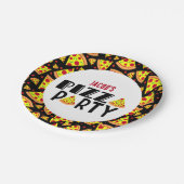 Kids Pizza Birthday Party Individuelle Name Pappteller (Schrägansicht)