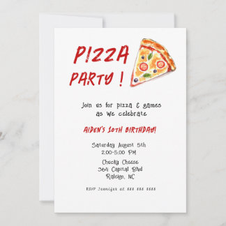 Kids PIZZA Geburtstagsparty Einladung