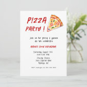 Kids PIZZA Geburtstagsparty Einladung (Stehend Vorderseite)