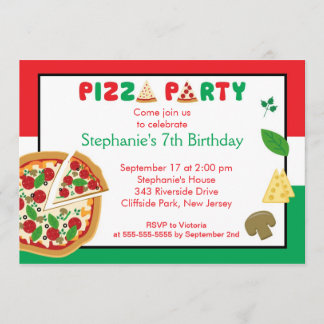 Kids Pizza Party Geburtstagsparty Einladung