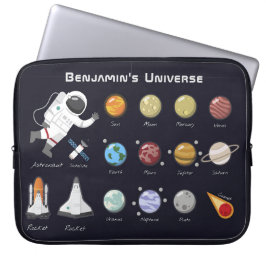 Kids Planets Astronaut Monogram buntes Universum Laptopschutzhülle