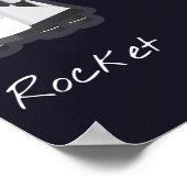 Kids Planets Astronaut Monogram buntes Universum Poster (Ecke)