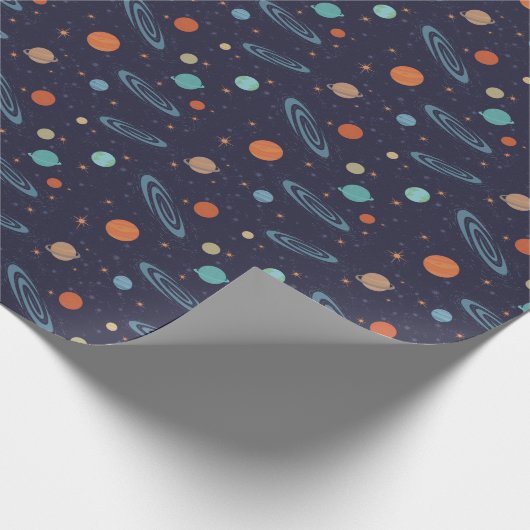 Kids Planets Solar System Galaxy Sparkling Stars Geschenkpapier (Ecke)