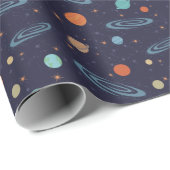 Kids Planets Solar System Galaxy Sparkling Stars Geschenkpapier (Rolleneckpunkt)